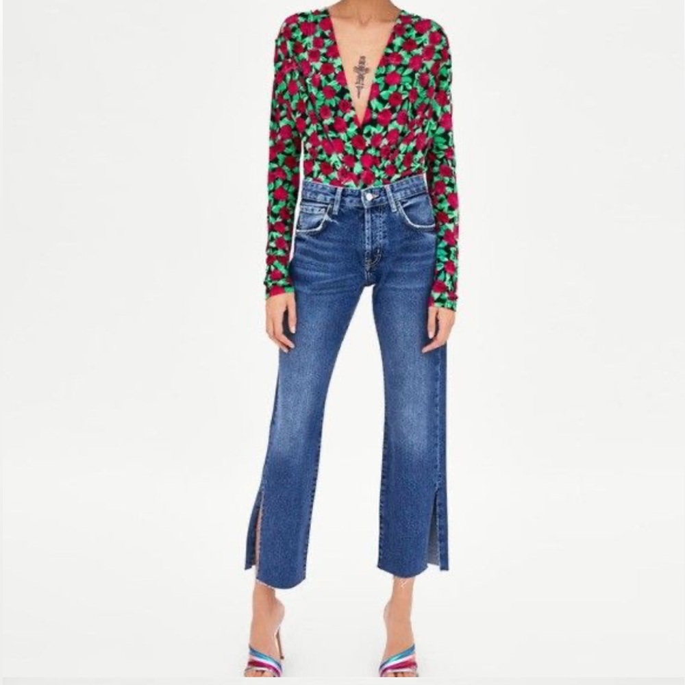 Zara Rose Print Long Sleeve Bodysuit - Picture 3 of 7